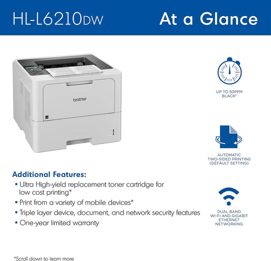Brother Professional High-Speed Monochrome Printer | HLL6210DW