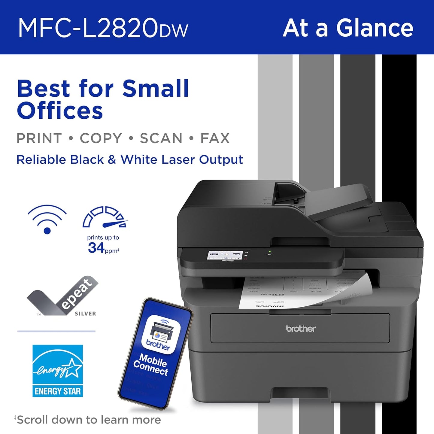 Brother Wireless All-in-One Laser Printer | MFCL2820DW