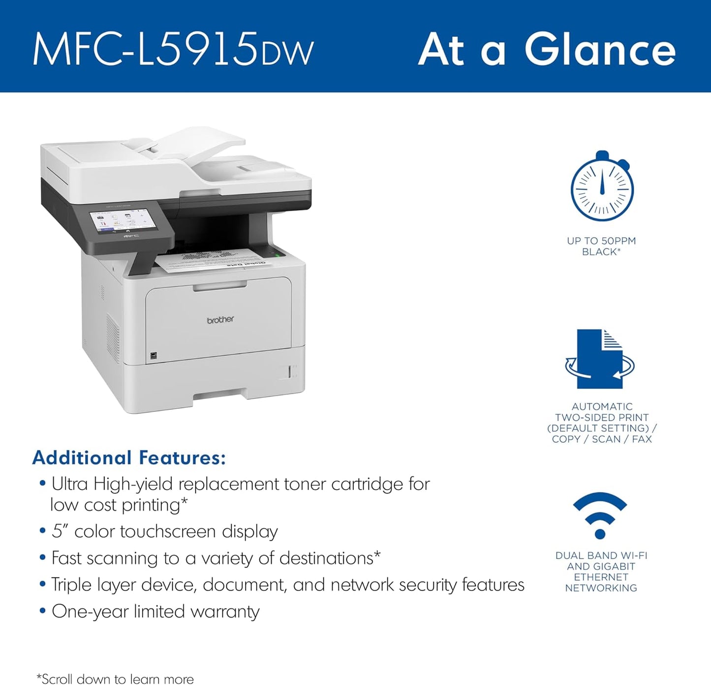 Brother Professional Wireless All-in-One Printer | MFCL5915DW