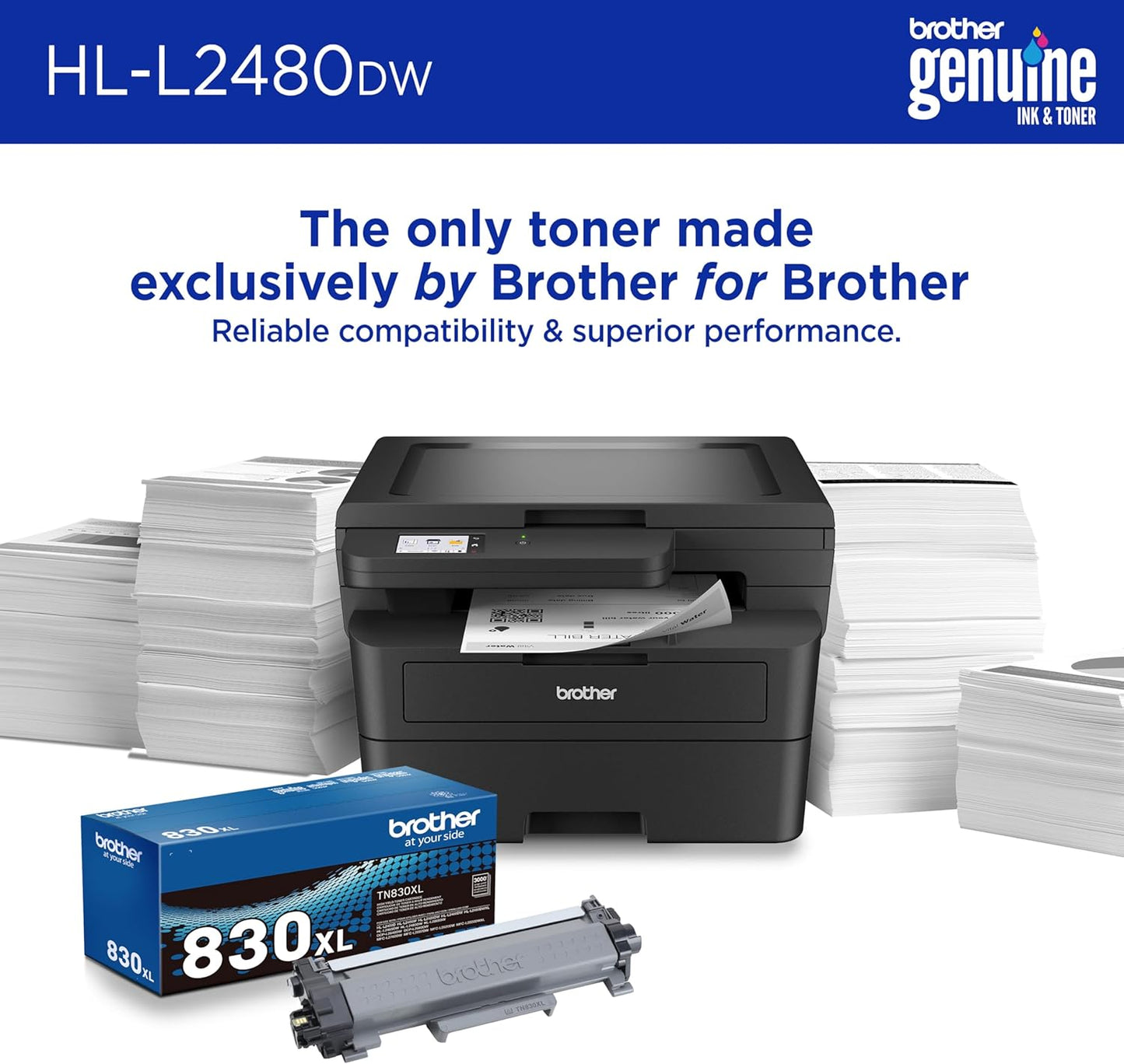 Brother Compact Wireless Monochrome Multifunction Printer | HLL2480DW