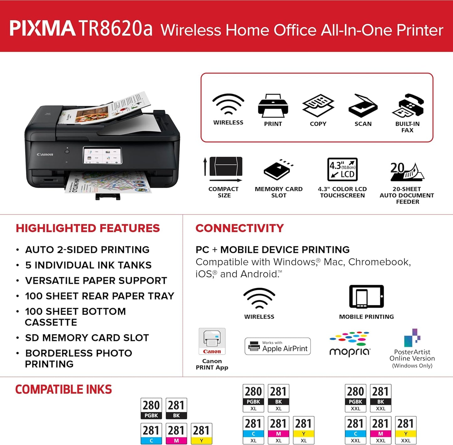 Canon PIXMA TR8620a All-in-One Wireless Inkjet Printer