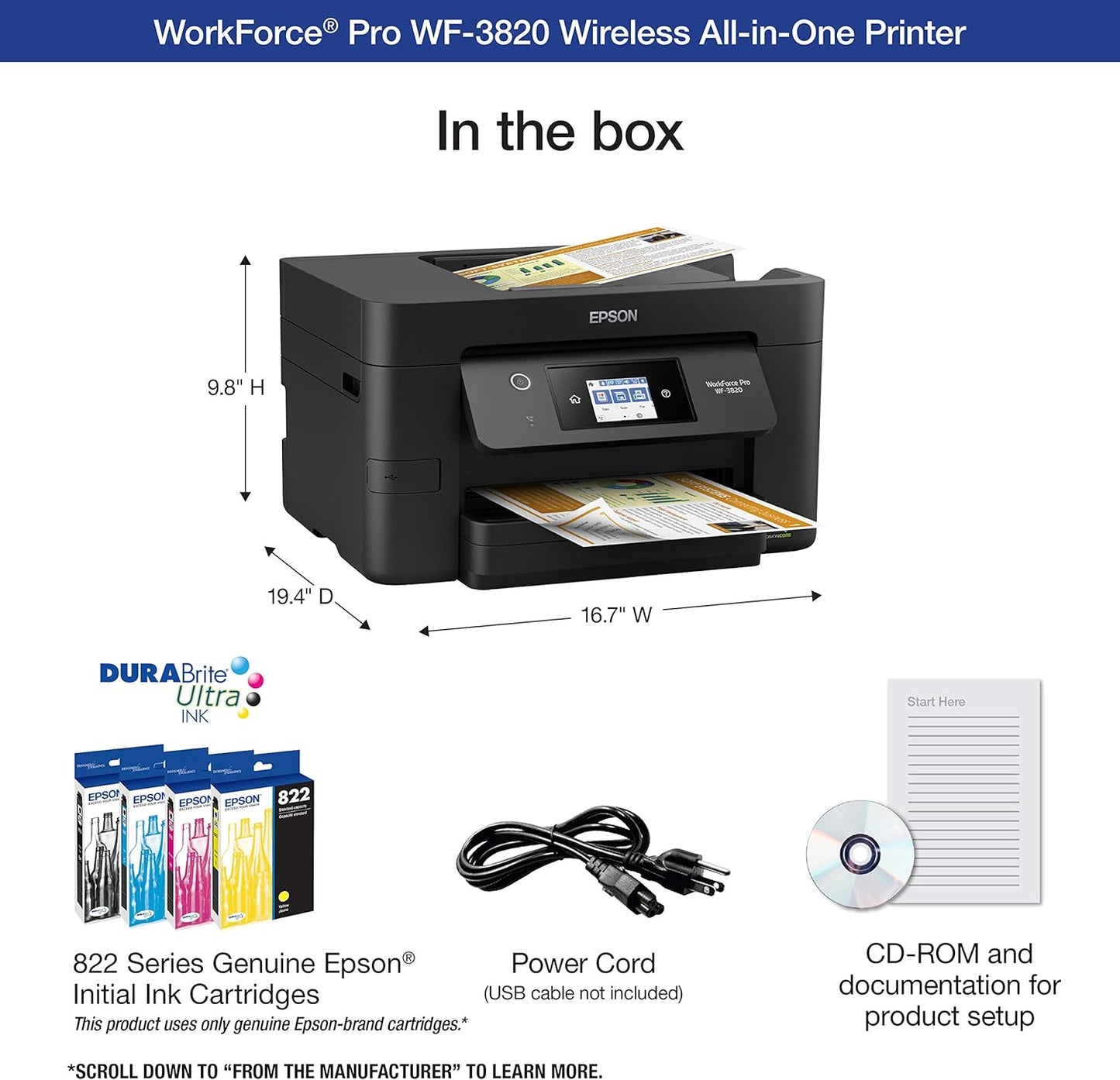 Epson WorkForce Pro Wireless All-in-One Printer | WF3820